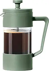 Oggi Cafeteira French Press (350 ml) - Vidro borossilicato, prensa de café, prensa francesa de xícara única, capacidade para 3 xícaras, verde oliva