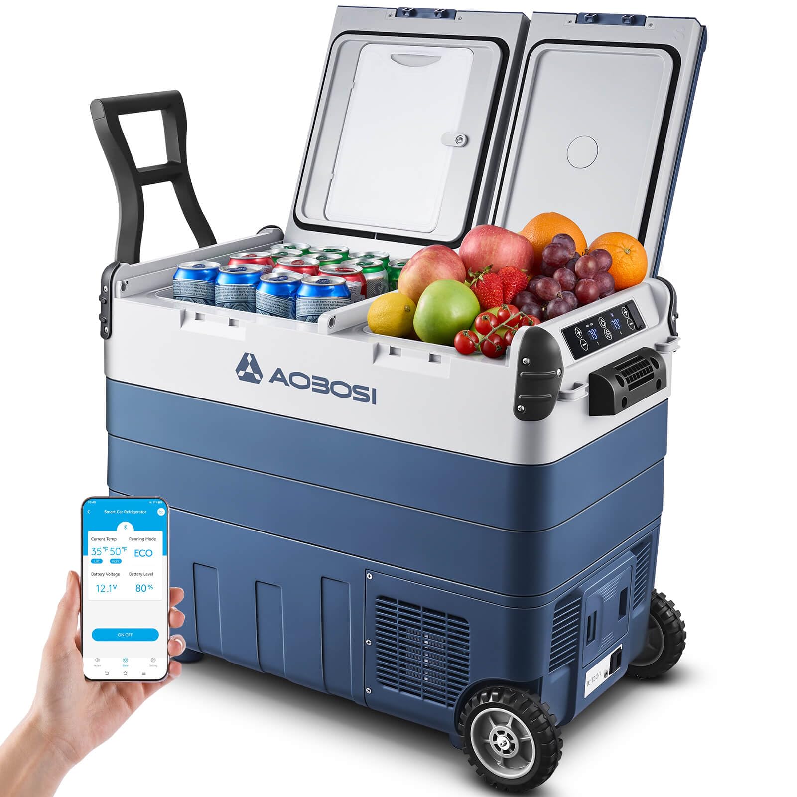 AAOBOSI Kompressor Kühlbox 50L Dual Zone -20°C bis 20°C Für Auto, LKW, Camping