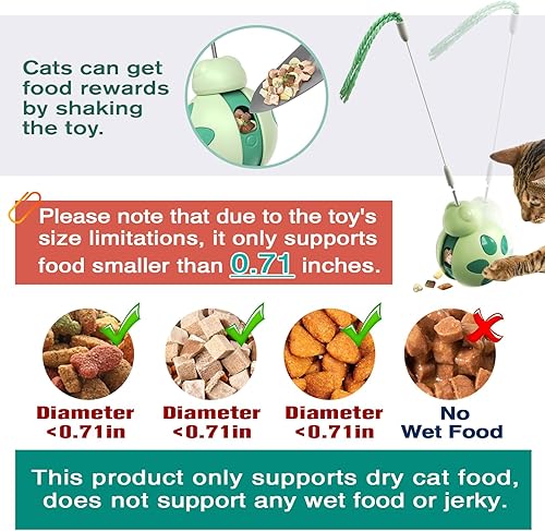 Miniatura 4 de Juguetes interactivos para gatos, diseño de vaso con varita teaser de alto rebote, función de dispensación de alimentos para comederos lentos y