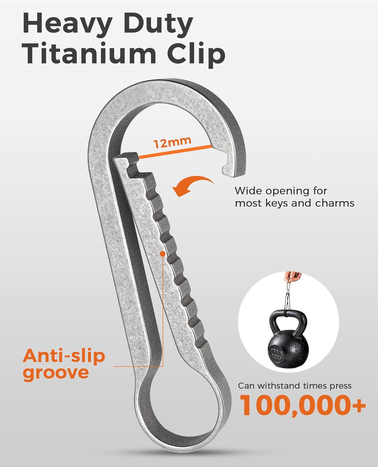 FEGVE Titanium Carabiner Keychain Clip, Small Key Holder Clip, Anti-Lost Quick Release Hook for Keys - Image 3