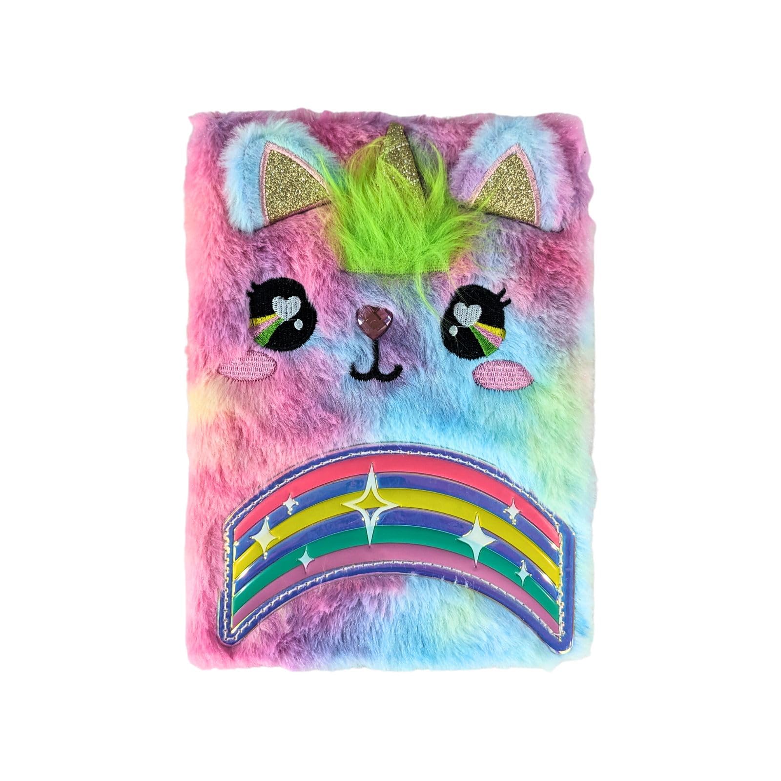 Smily Kiddos Fluffy Rainbow Kitty Notebook – Magical Plush Journal for Kids