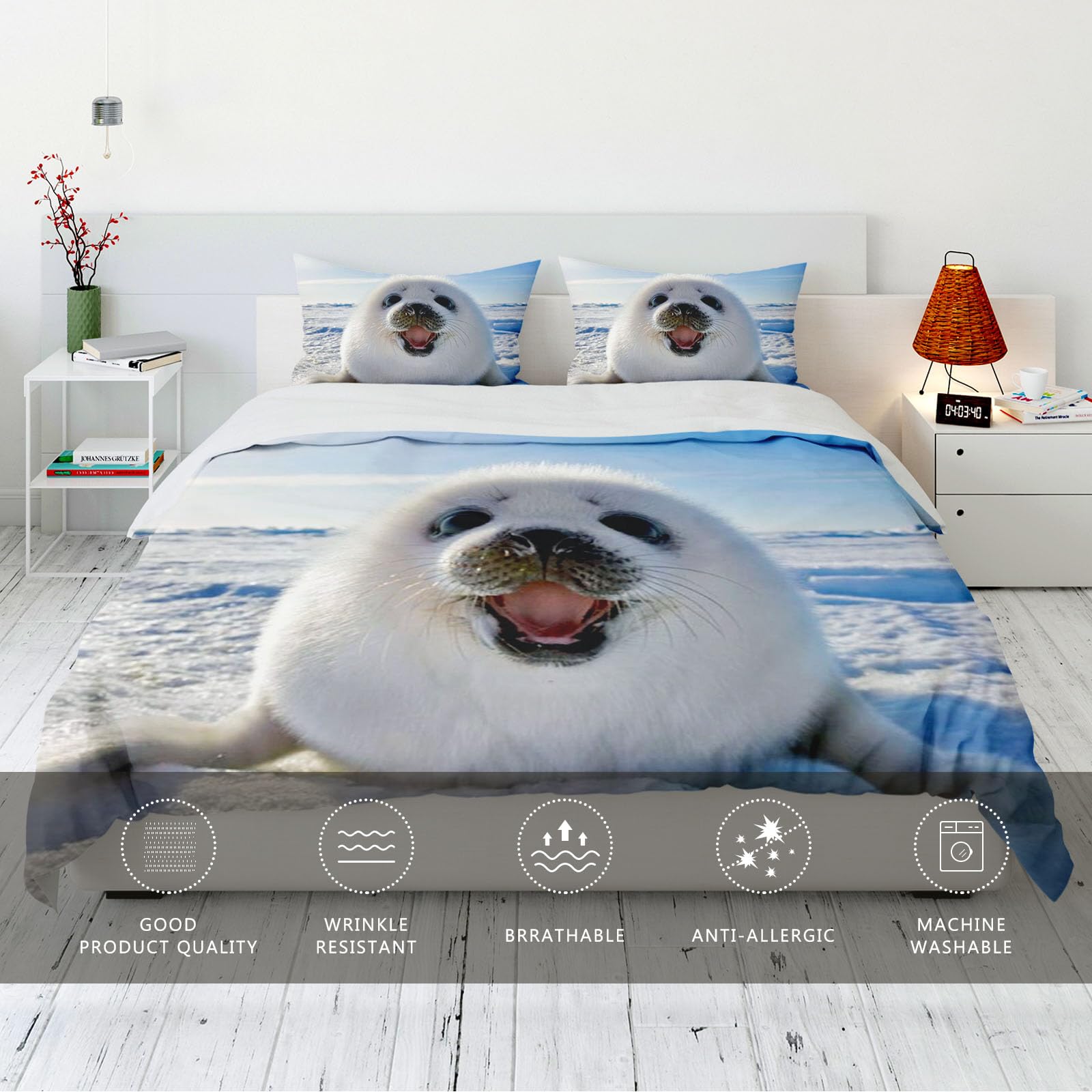 Fadaing Robbe, biancheria da letto 135 x 200 cm, per bambini, set copripiumino in morbida microfibra, con chiusura lampo e 2 federe (3, letto matrimoniale 200 x 200 cm