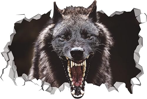 Miniatura 3 de Calcomanía de pared de lobo  Decoración de pared de lobo 3D  Decoración de pared de animales  Decoración de habitación de animales  Calcomanías para
