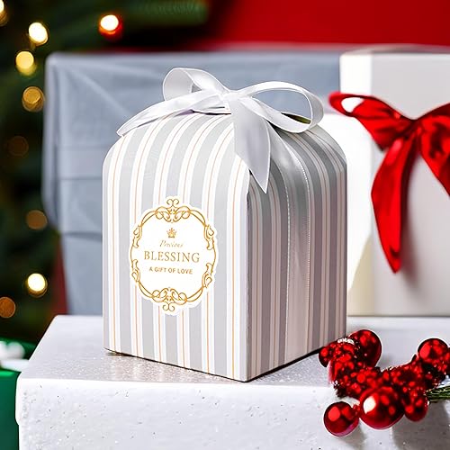 Miniatura 7 de Cajas grises de recuerdo de fiesta, paquete de 50 unidades de 4.5 x 3.15 x 3.15 pulgadas, cajas de regalo para cumpleaños, bodas, baby shower,