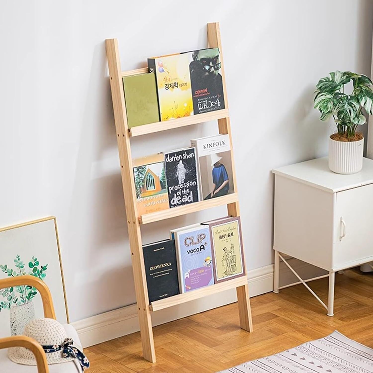 Porte-revues robuste en bois de 74cm pour stopper le désordre de vos papiers