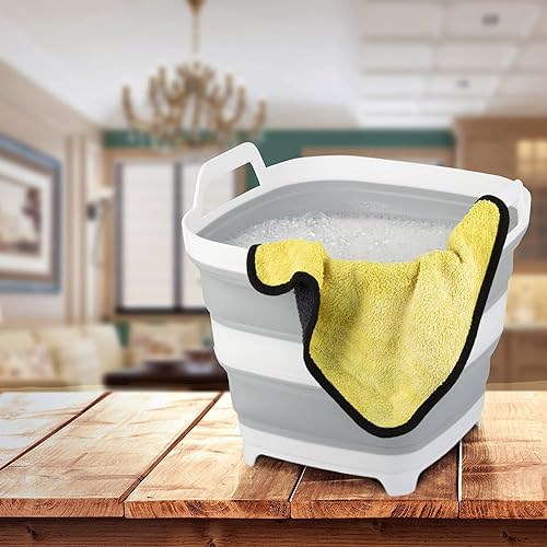 Miniatura 7 de Paquete de 2 cubos de hielo plegables con 2.77 galones 10.5 litros cada uno, enfriador de bebidas plegable para vino, cerveza y champán, bañera de