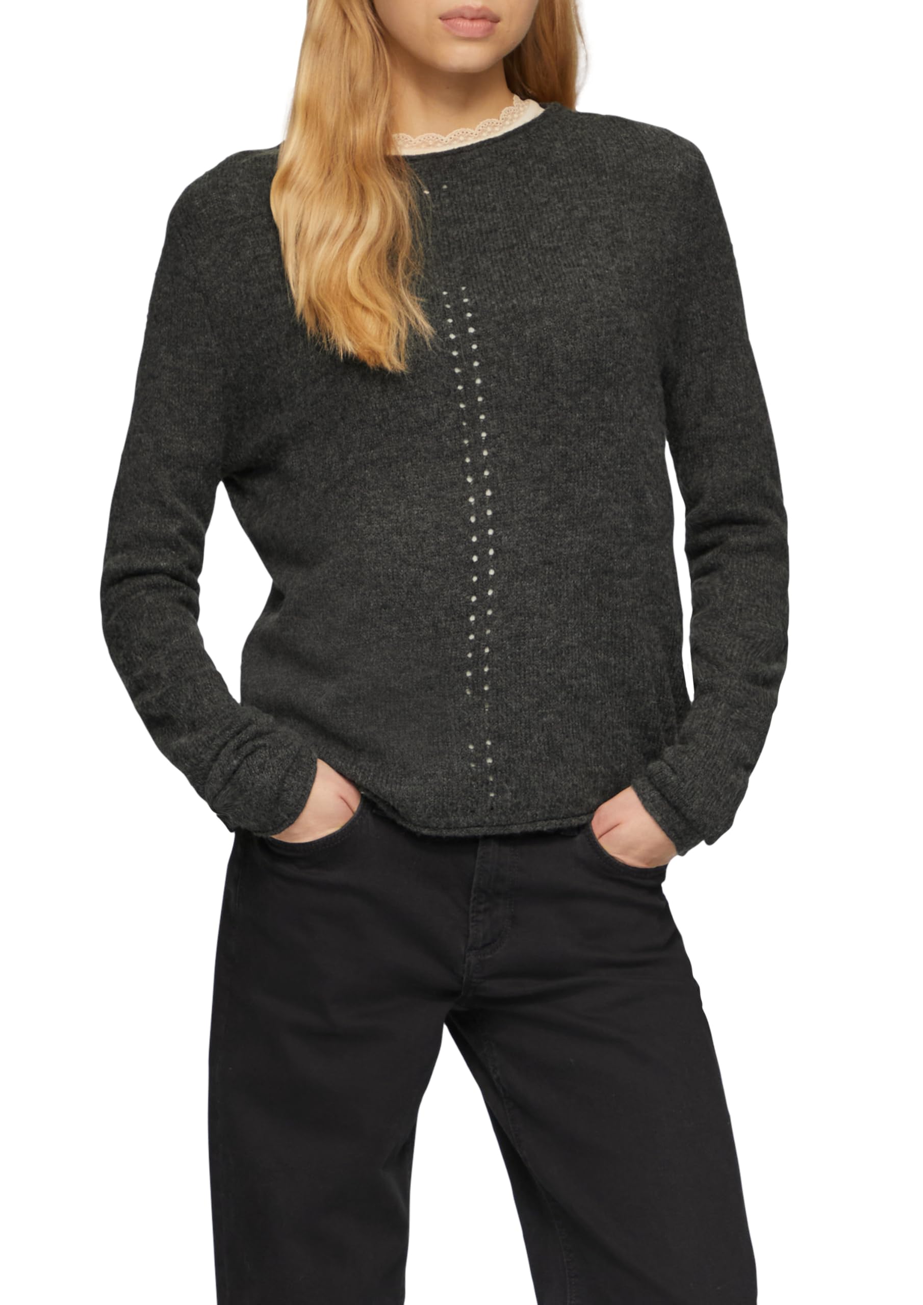 QS 2158408 Jersey de Punto con Cuello Alto y Bordes de Tortuga Mujer (Pack de 1)