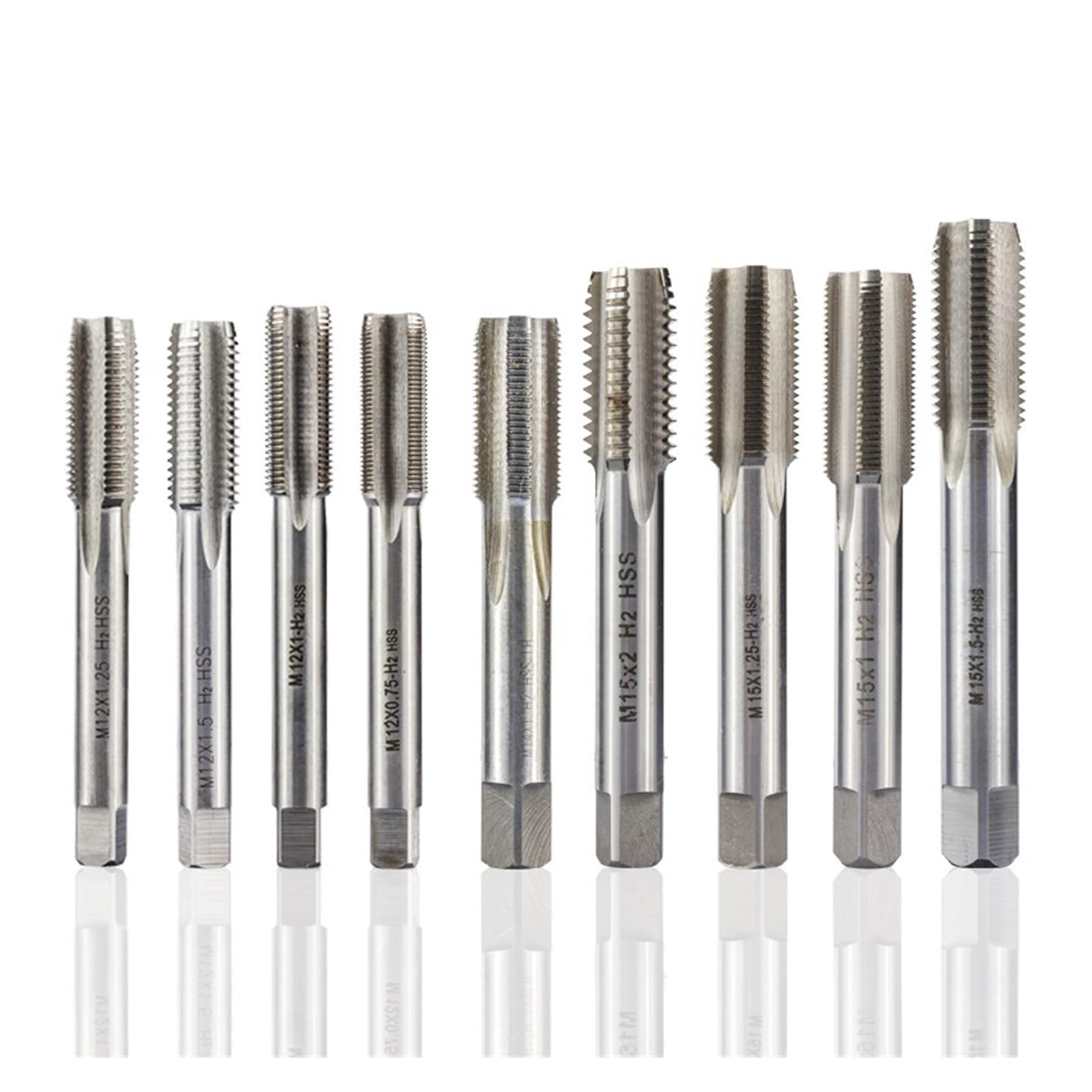 Juego de machos métricos, Macho de roscar for máquina mano derecha, 11 piezas, rosca métrica M2-M20 HSS(M8x1.25)