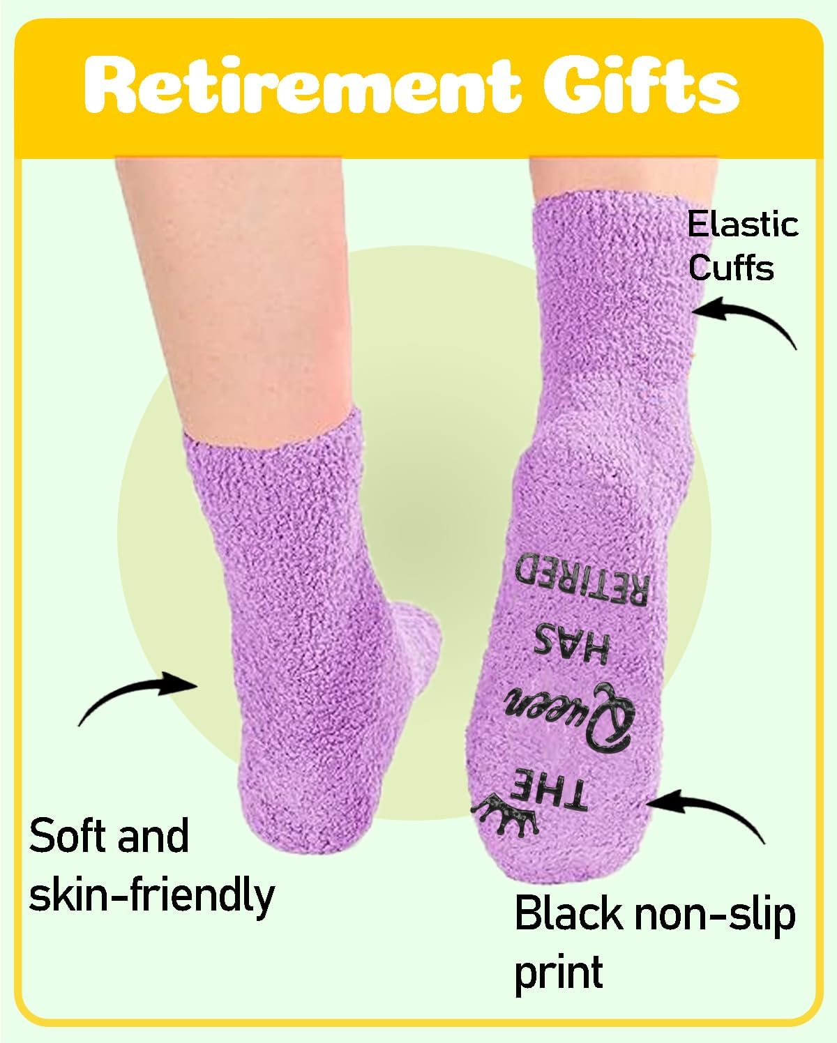 Retirement Socks for Women, Unique Retirement Gift Idea for Woman, Retired Funny Socks Retired Queen Gifts Purple - Image 5