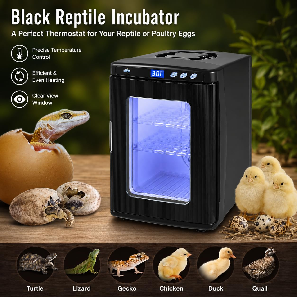 Incubadora digital de huevos para aves de corral y reptiles, capacidad de 25 litros, control avanzado de calefacción, máquina de incubación automática para uso doméstico