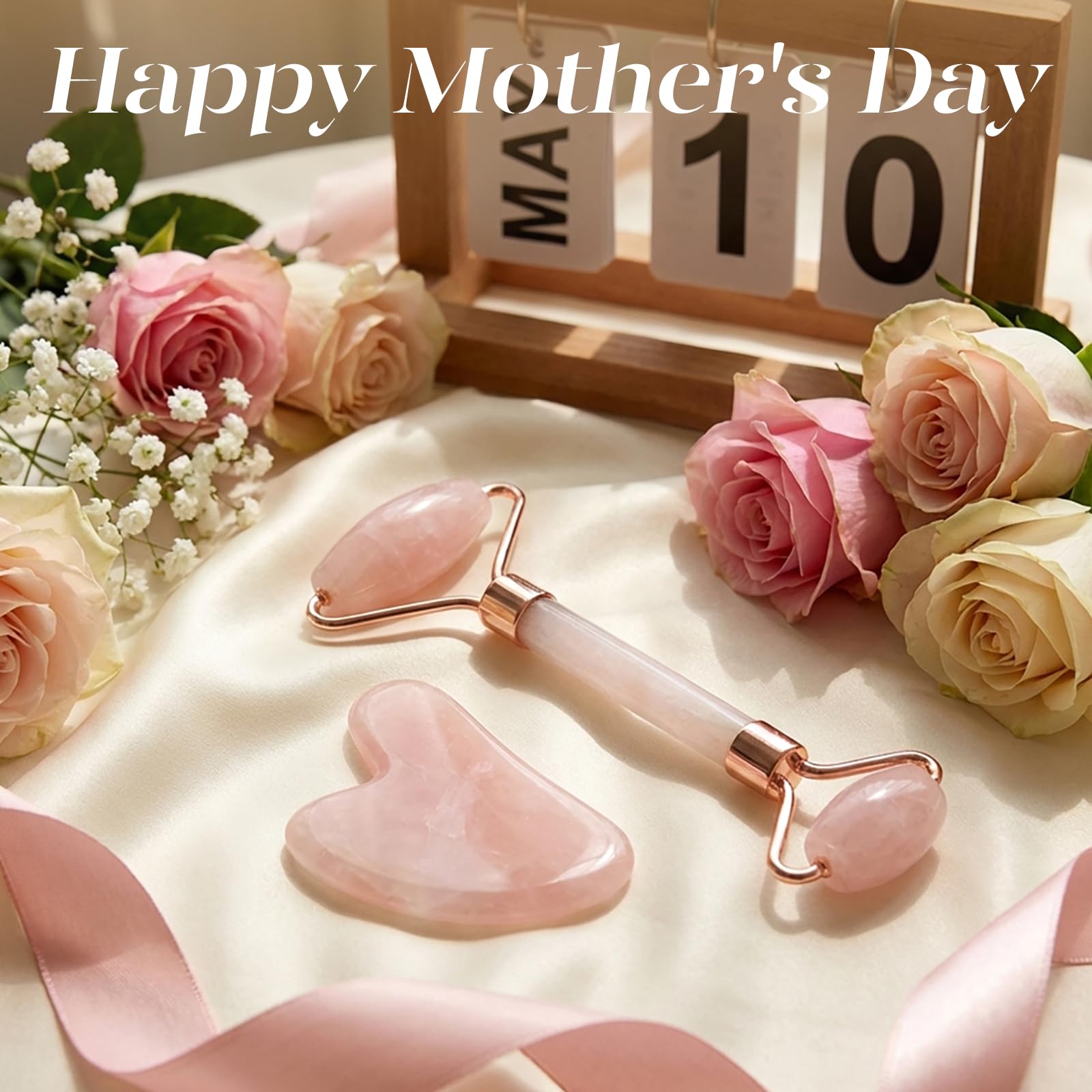 BAIMEI IcyMe Jade Roller & Gua Sha, Face Roller Redness Reducing Skin Care Tools, Self Care Pink Gift for Men Women, for Eyes, Neck, Manual Back Massagers,Relieve Fine Lines and Wrinkles-Rose Quartz - 2