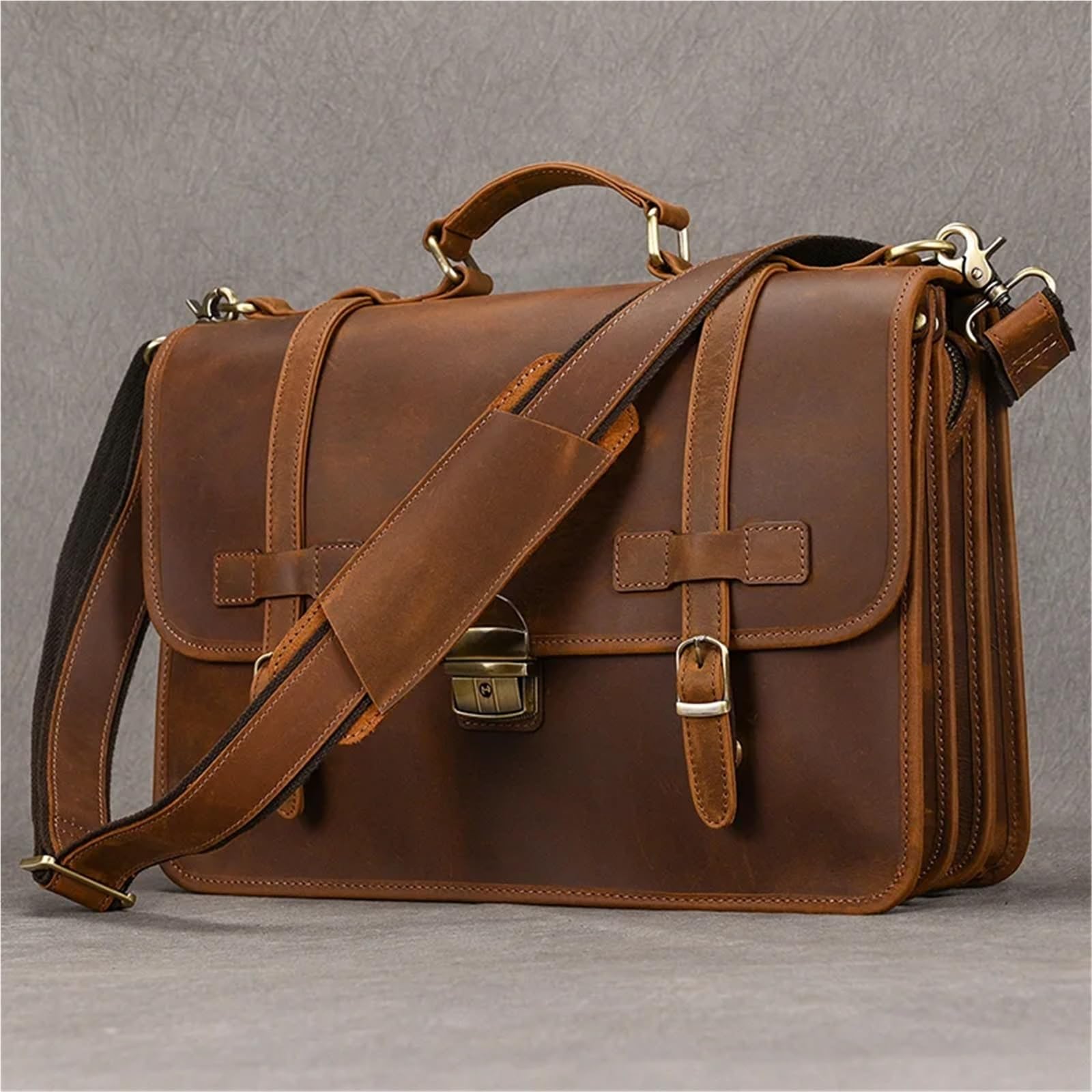 Maletin Cuero Maletín de cuero for hombre, bolso de negocios de cuero genuino, bolso de cuero marrón for portátil.
