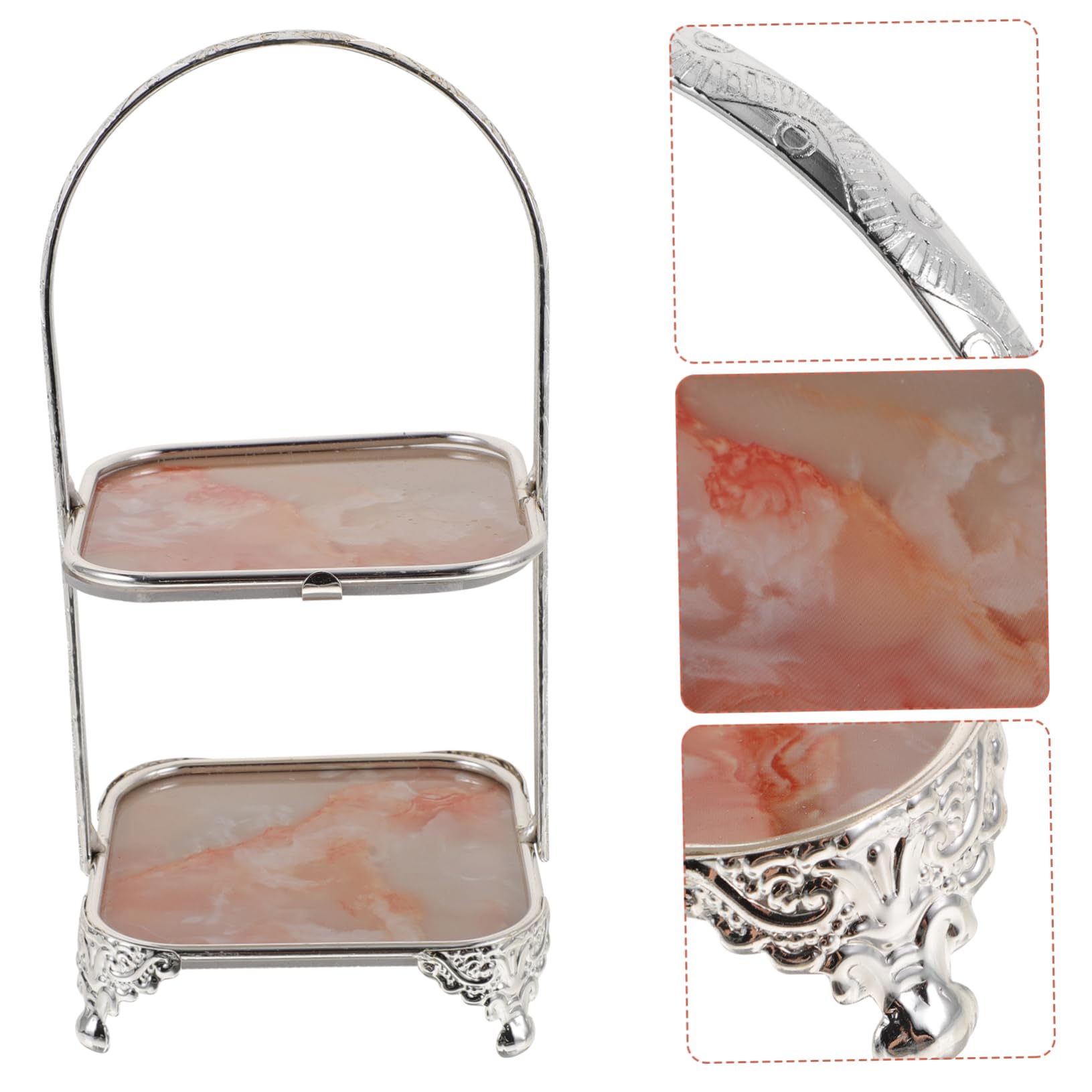 GRIRIW Dessert Table Cupcake Pans 2 Tier Cake Stand 2 Tier Cupcake Stand Wedding Cake Stands Portable Dessert Tray Cake Serving Stand Desert Display Tool 2 Tier Dessert Tray Silver Iron