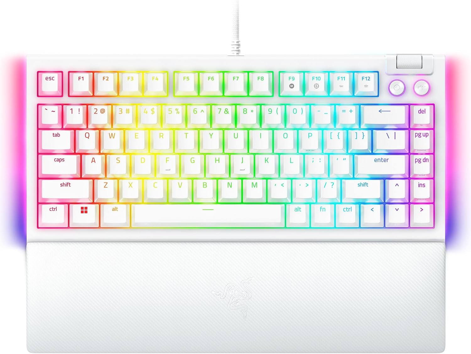 Razer BlackWidow V4 75% Mechanical Gaming Keyboard, Orange Tactile, White