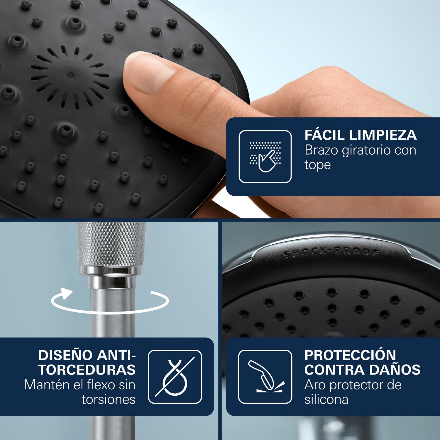 Grohe Vitalio Start System 210, Sistema de Ducha con Mezclador Termostático para Montaje Mural, Cromo, 27960001