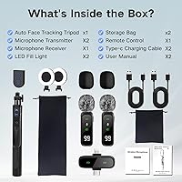 Vista 6 de Content Creator Kit de iniciación, kit de vlogging para iPhone/Android, trípode de seguimiento automático de 70 pulgadas con rotación de 360 grados