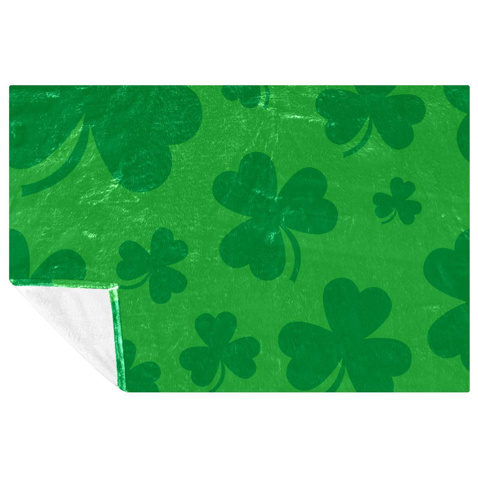 Plaid trèfle irlandais couverture verte douce pour vos pique-niques et soirées canapé