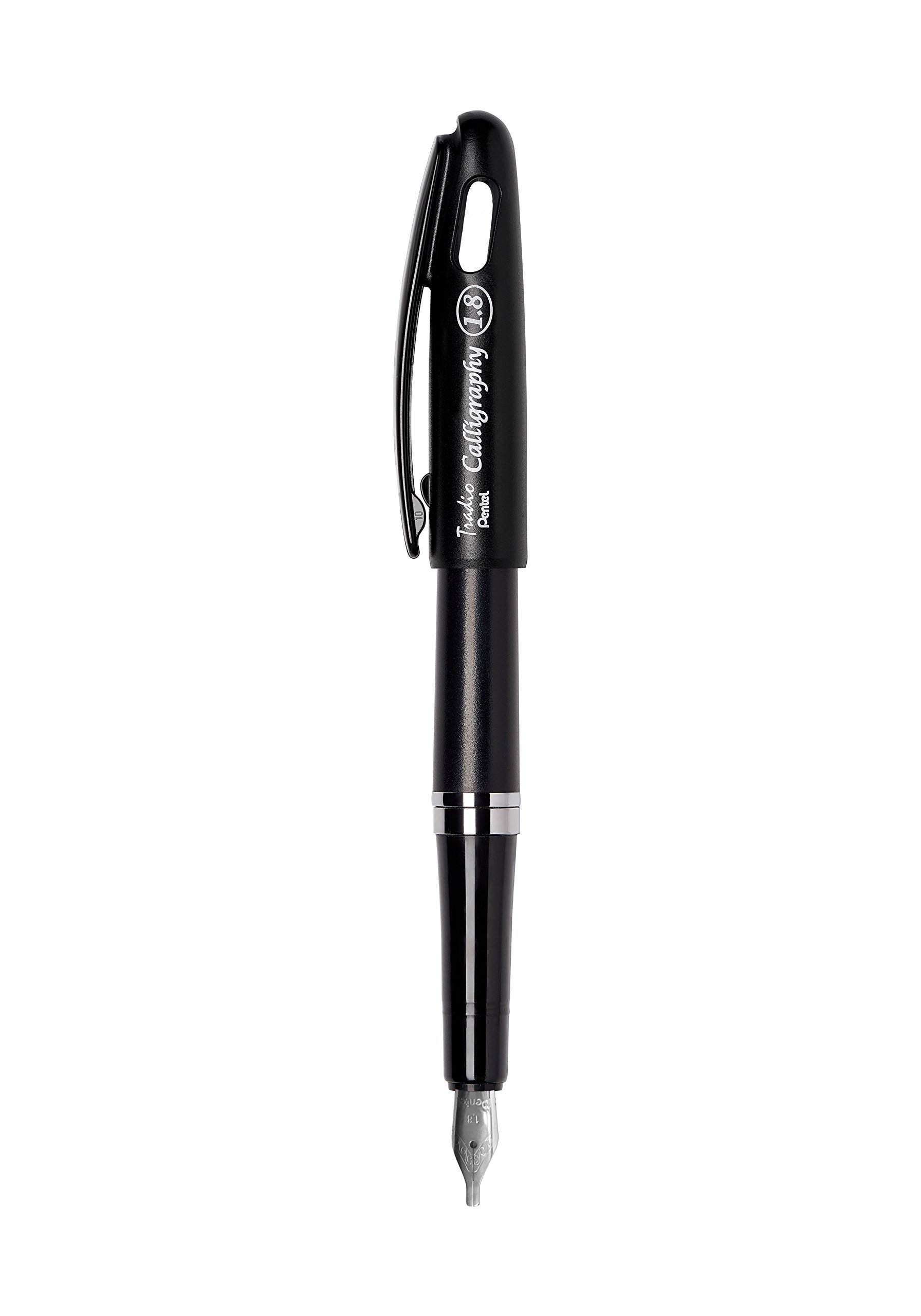 Pentel Tradio Calligraphy – Pluma estilográfica de caligrafía punta mediana (1,8 mm) negro