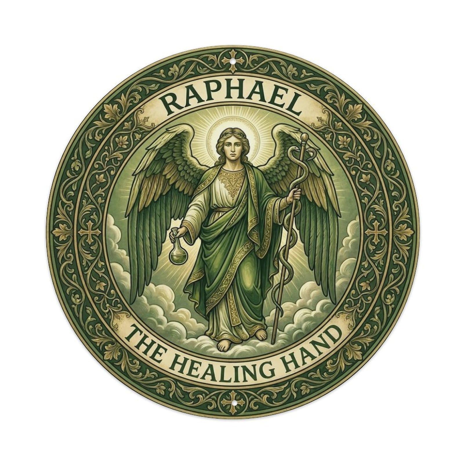 Archangel Raphael Restoration The Healing Hand Metal Tin Sign