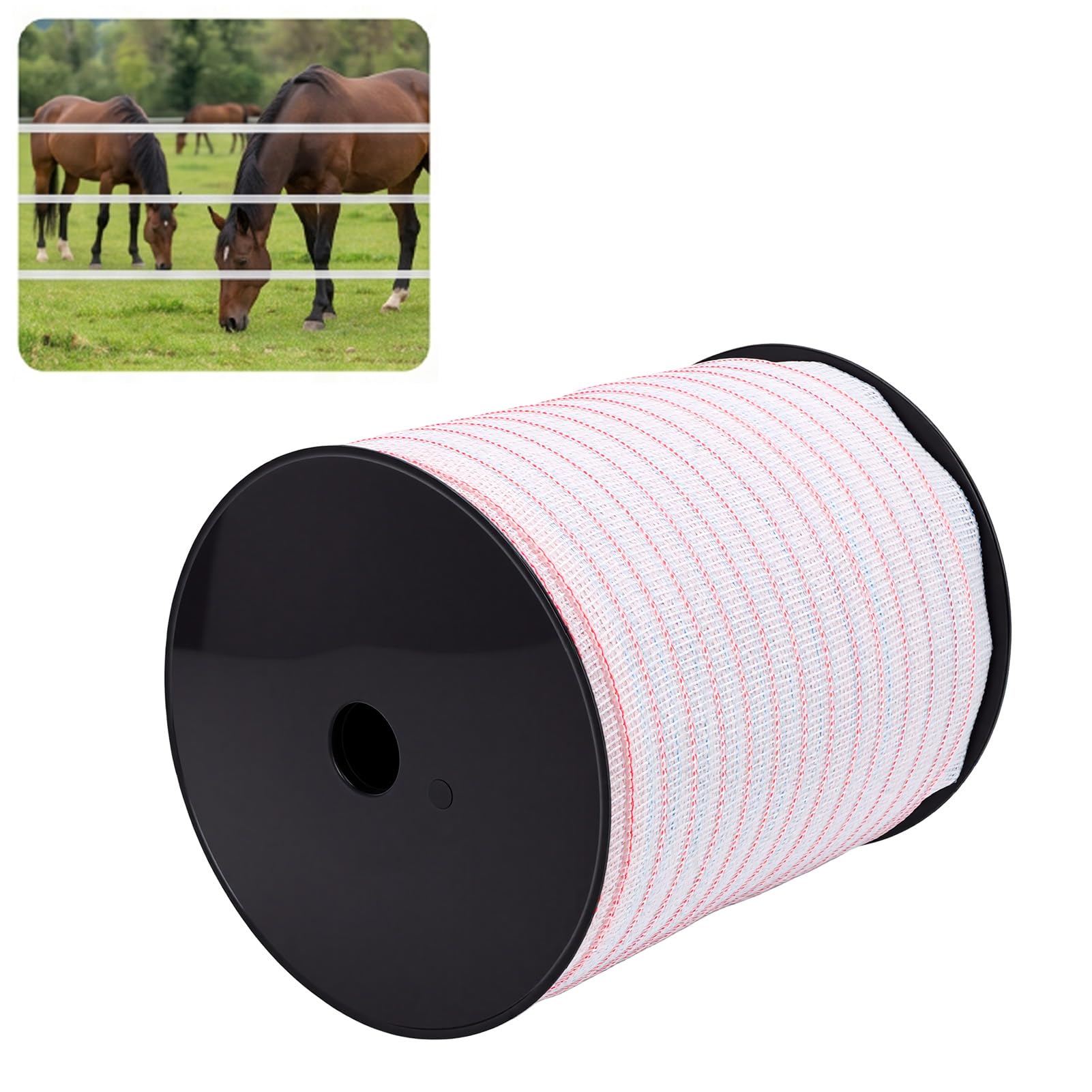 Aramox Cinta para Cercas Eléctricas de Hilos de Acero Inoxidable, Cinta para Cercas para Caballos de Alta Visibilidad de 400 M y 2 Cm con Núcleo Conductor de Acero Inoxidable para Temporales para