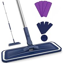 Microfiber Mops for Floor Cleaning - BPAWA Flat Floor Mop Wet Dry Dust Mop for Hardwood Floors Laminate Wood Tile Vinyl Wall Hard Surface, Bathroom Kitchen Mop with 8 Reusable Washable Chenille Pads