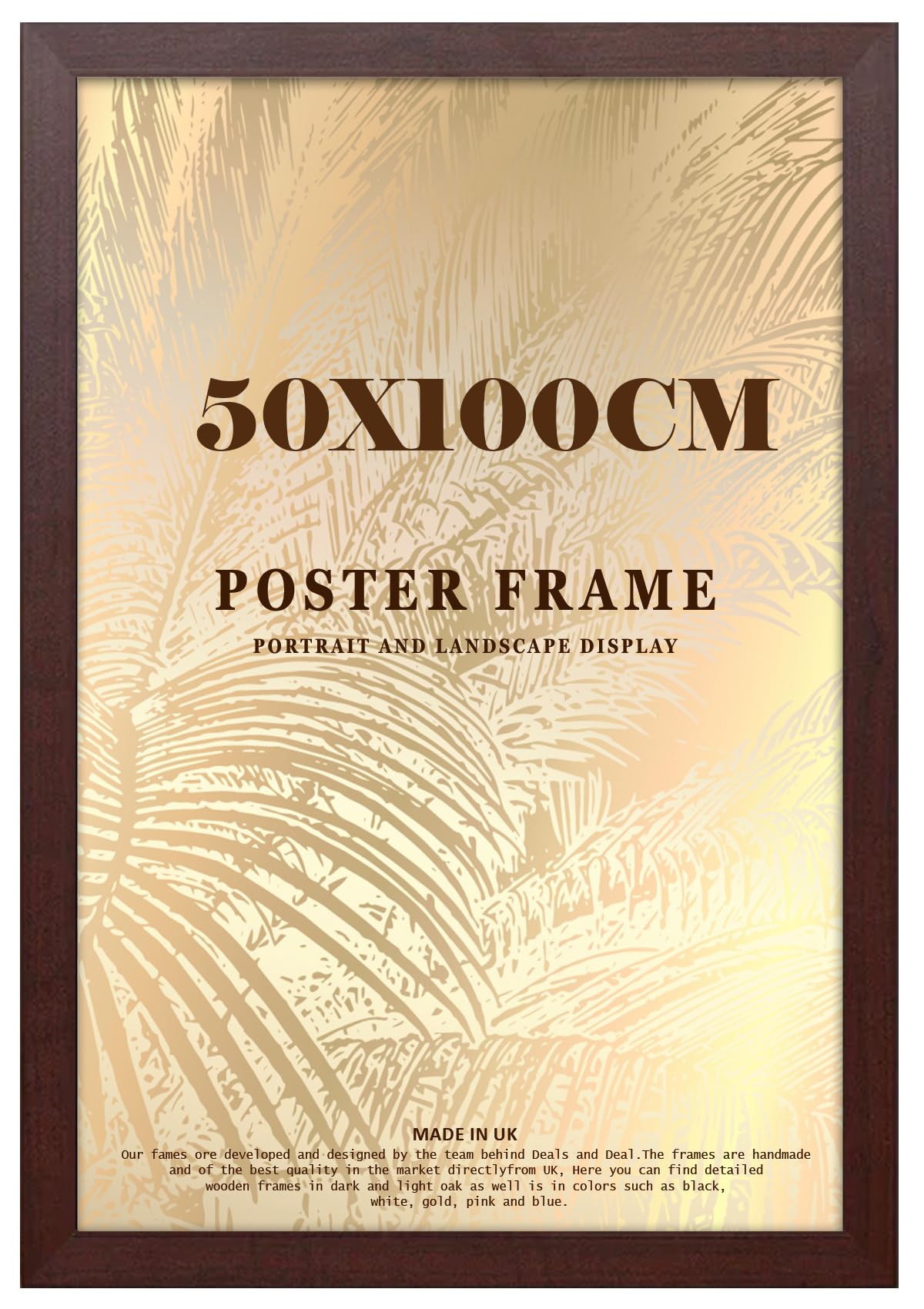DEALS ON DEAL Flat Modern Mahogany Hand Crafted Large 50x100cm Poster Picture Frame Solid Wood Frame for Jigsaw Puzzle Artwork for Home and Office