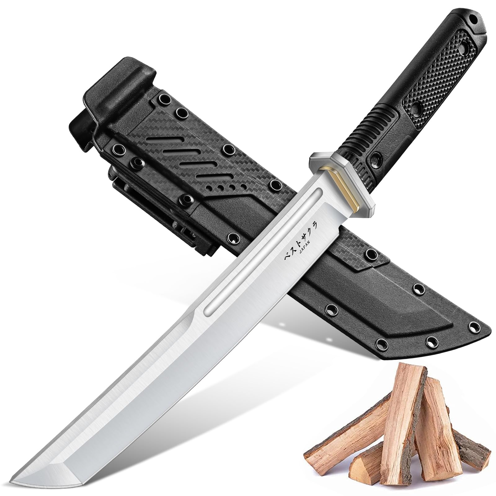 Purple Dragon Tanto Messer Japan - Messer Outdoor mit G10 Griff - D2 Stahl | 6mm Klingenrücken, Hohlkehle, G10 Griff, Aus einem Stück D2 Stahl handgeschmiedet, Geschenk für Männer,Messer Bushcraft