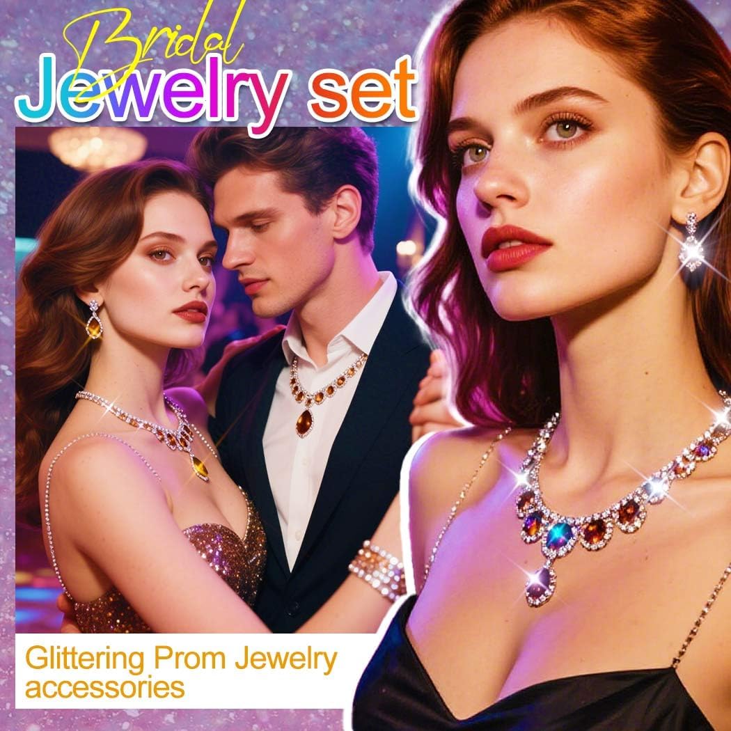 Aukmla Gold Jewelry Set Indian Necklace Earrings Bracelet Ring Sets Costume Necklaces for Women - Image 5