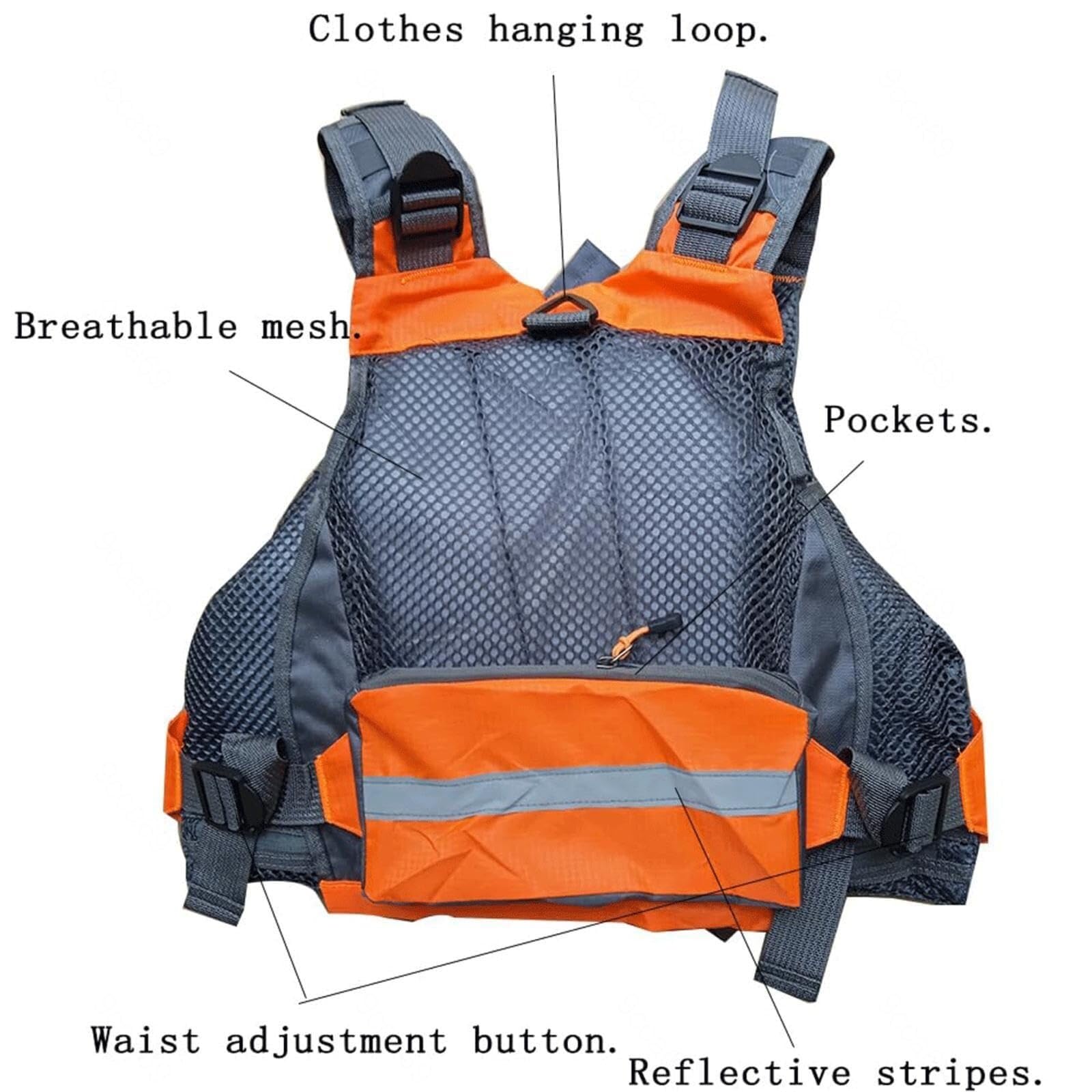 Adult Fly Fishing Kayaking Vest Portable Swim Vest Multi Pockets Sailing Fishing Paddle Board Water Sports Schwimmen Boating Surfing Canoeing Outdoor Safety Gear High Buoyancy