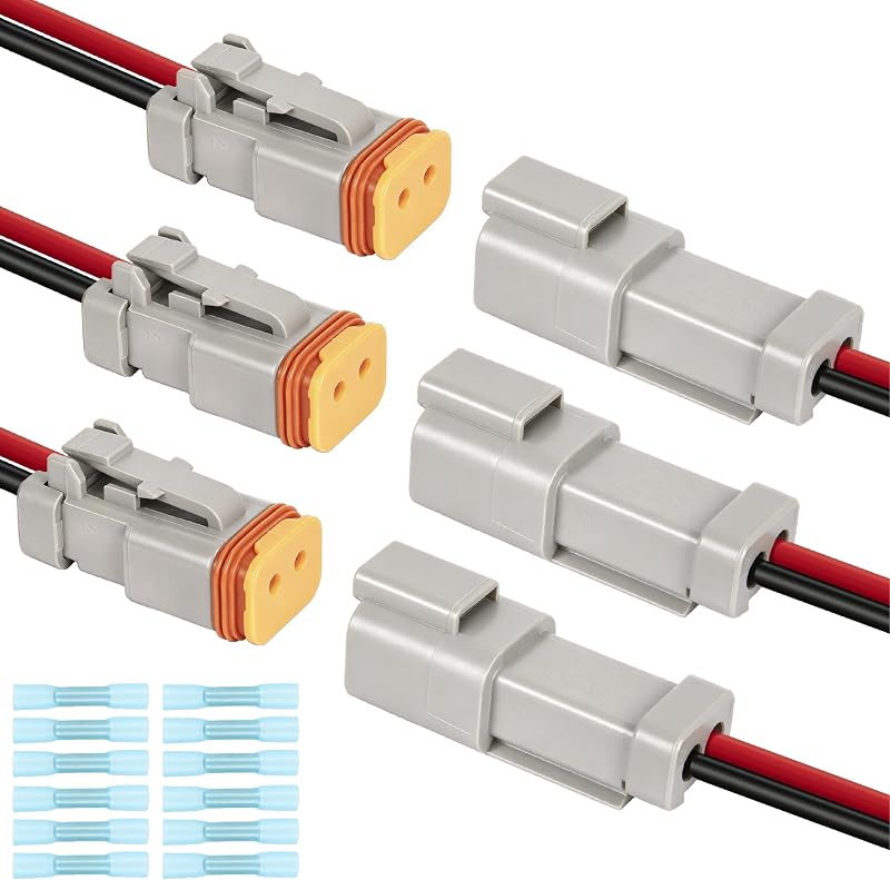Kit de Conectores Elétricos Deutsch DT 2 Pinos Cedolio com Chicote e Termorretrátil para Cabos 16 AWG – 3 kits