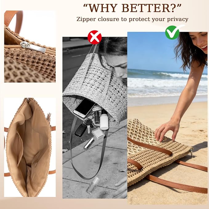 Bolso Tote de Paja para Mujer con Diseño Recortado miniatura 7