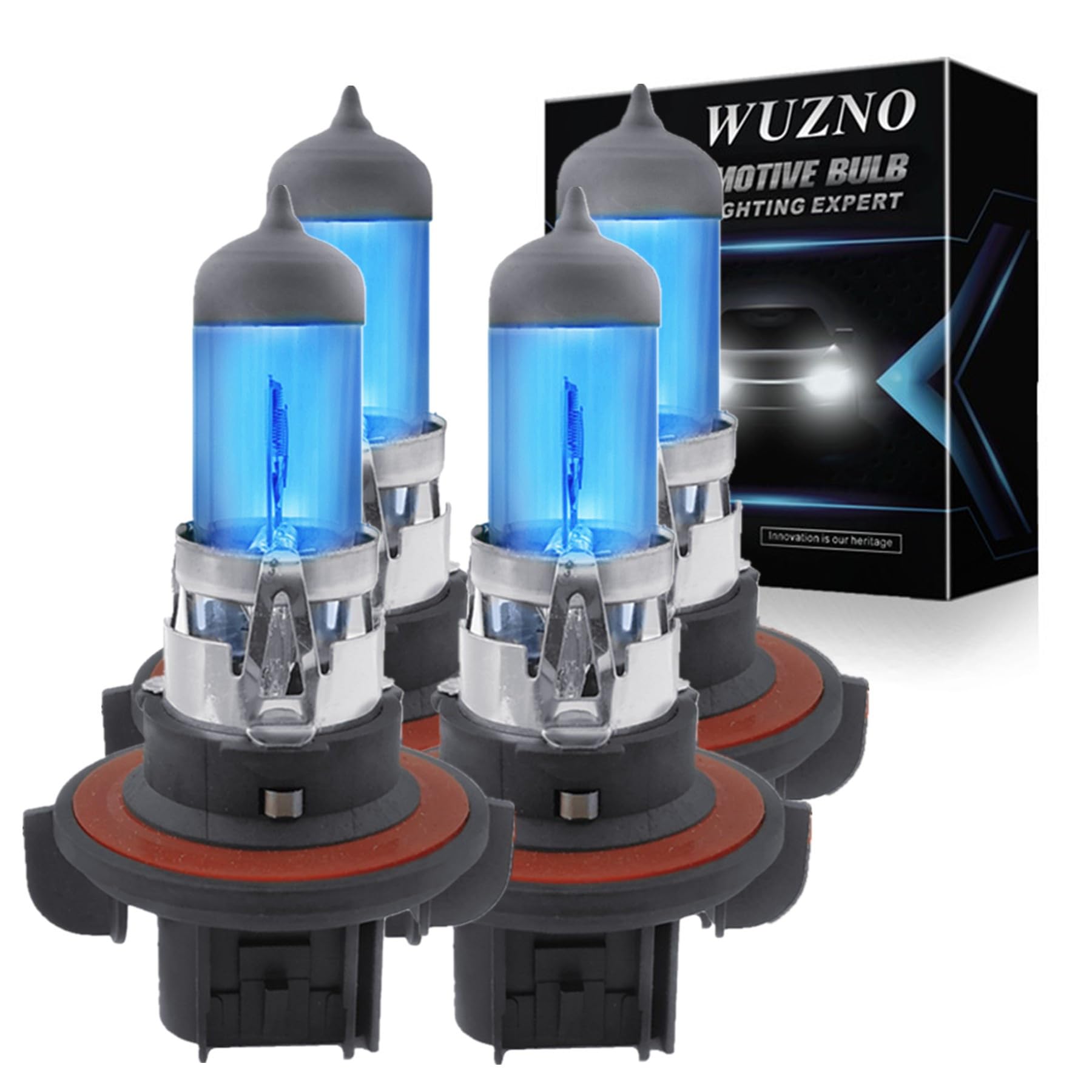 4 Pack 9008/H13 Halogen Headlight Bulb 12V 60/55W 5000K White Lights Bulbs Super bright Headlamp