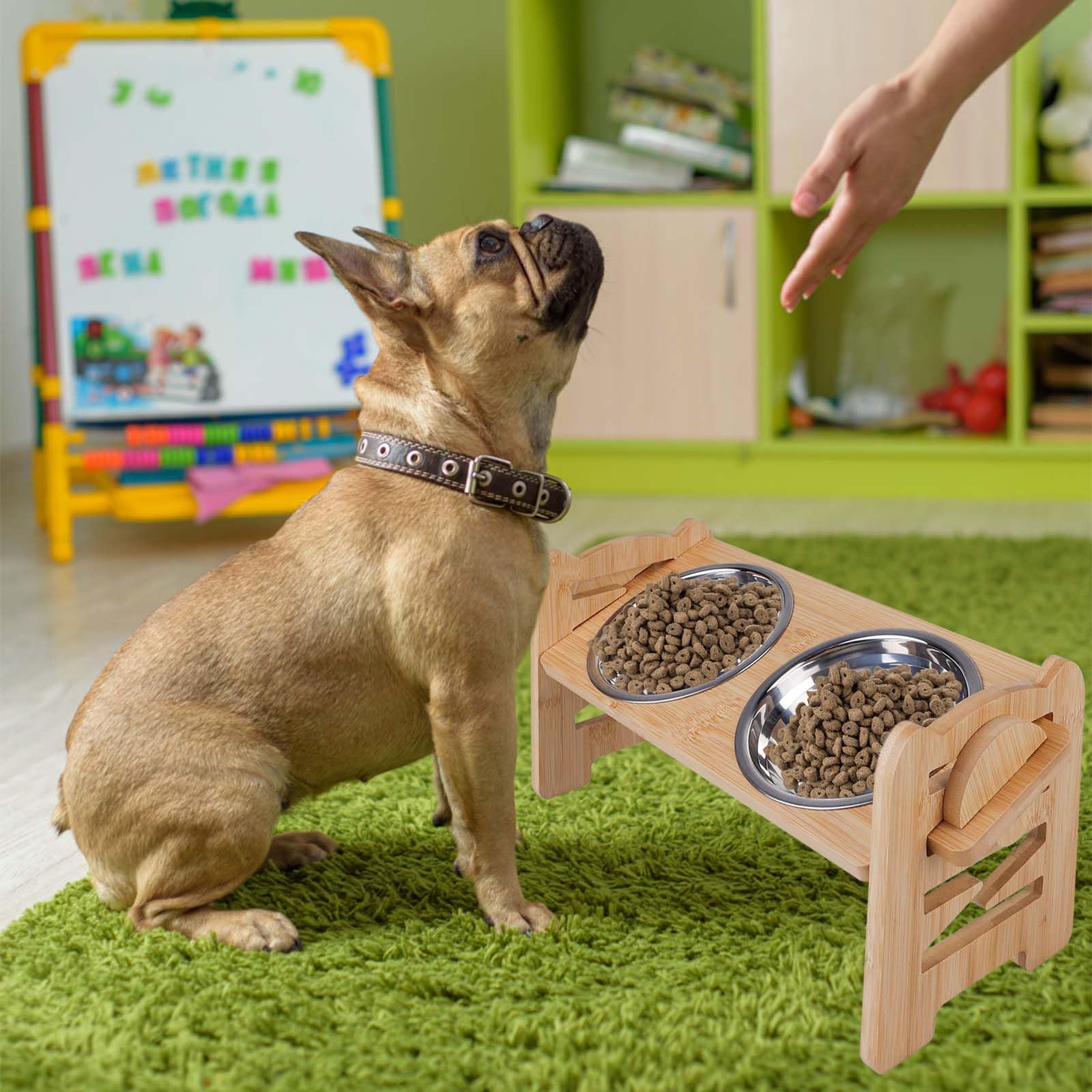 GBKDQQ Comedero para Perros y Gatos, Elevado, de Acero Inoxidable, Ajustable en Altura, Inclinada, Material Eco-amigable