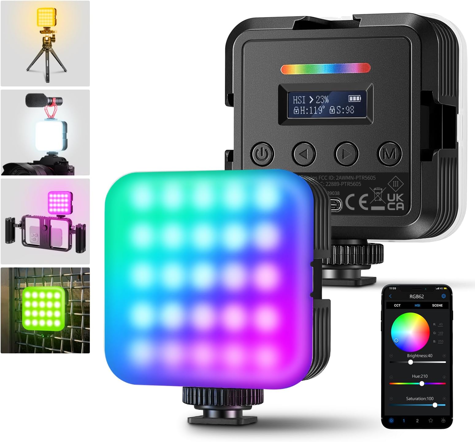 RGB62 Magnetic RGB Video Light Upgraded Version APP Control