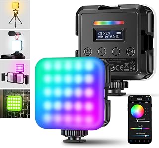 NEEWER RGB62 マグネットRGBビデオライト アップグレード版APPコントロール 360°フルカラー LEDカメラライト コールドシュー3個付き CRI97+ 2500K-8500K 17種シーン 2000mAh 充電式ポータブル写真照明