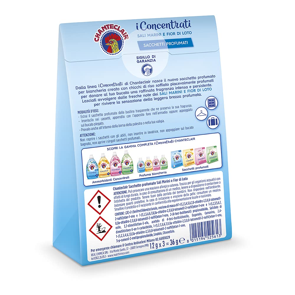 Chanteclair - I Concentrati, Sacchetti Profumati, Sali Marini e Fior di Loto, per Armadi, Cassetti e Valigie, Profumo Intenso e Persistente