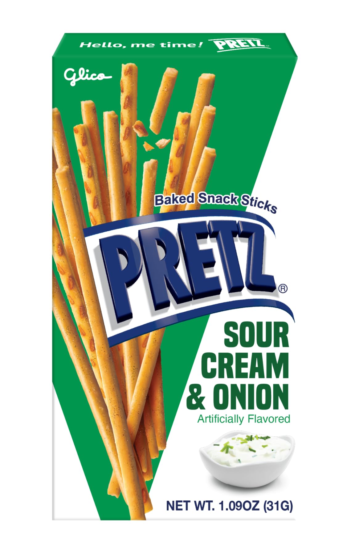 Pretz Sour Cream & Onion Biscuit Sticks – Classic Sour Cream & Onion Flavor, Crunchy Savory Snack – 5-Pack (31g/1.09oz Each)