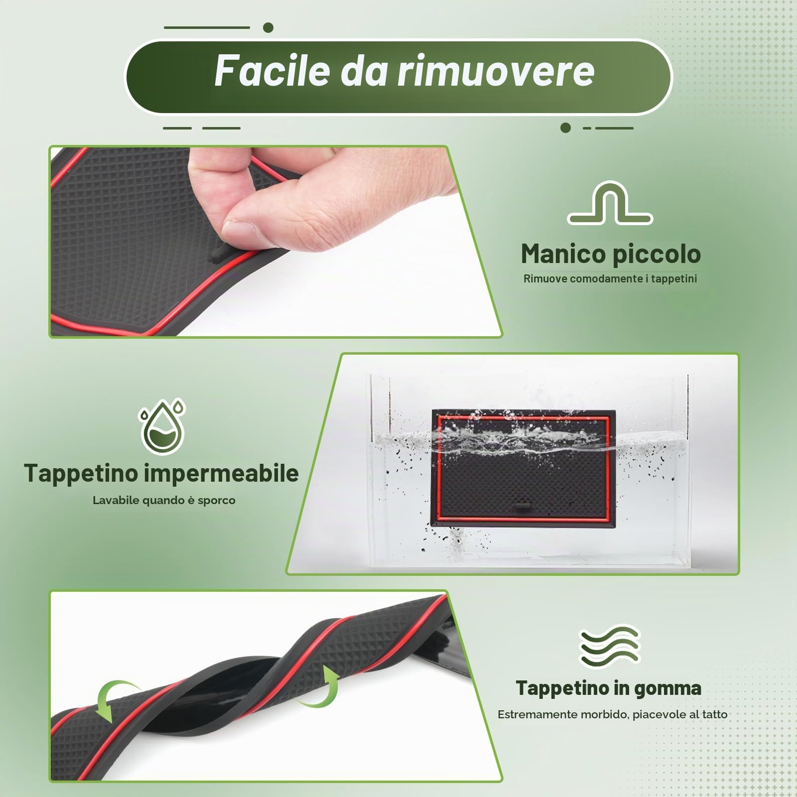 Compatibile con Kia Stonic 2018-2025 Tappetini Antiscivolo per Kia Stonic GT-Line S Tappetini in Gomma per Console Centrale, Porta Bicchieri, Scanalatura Porta (Rosso)