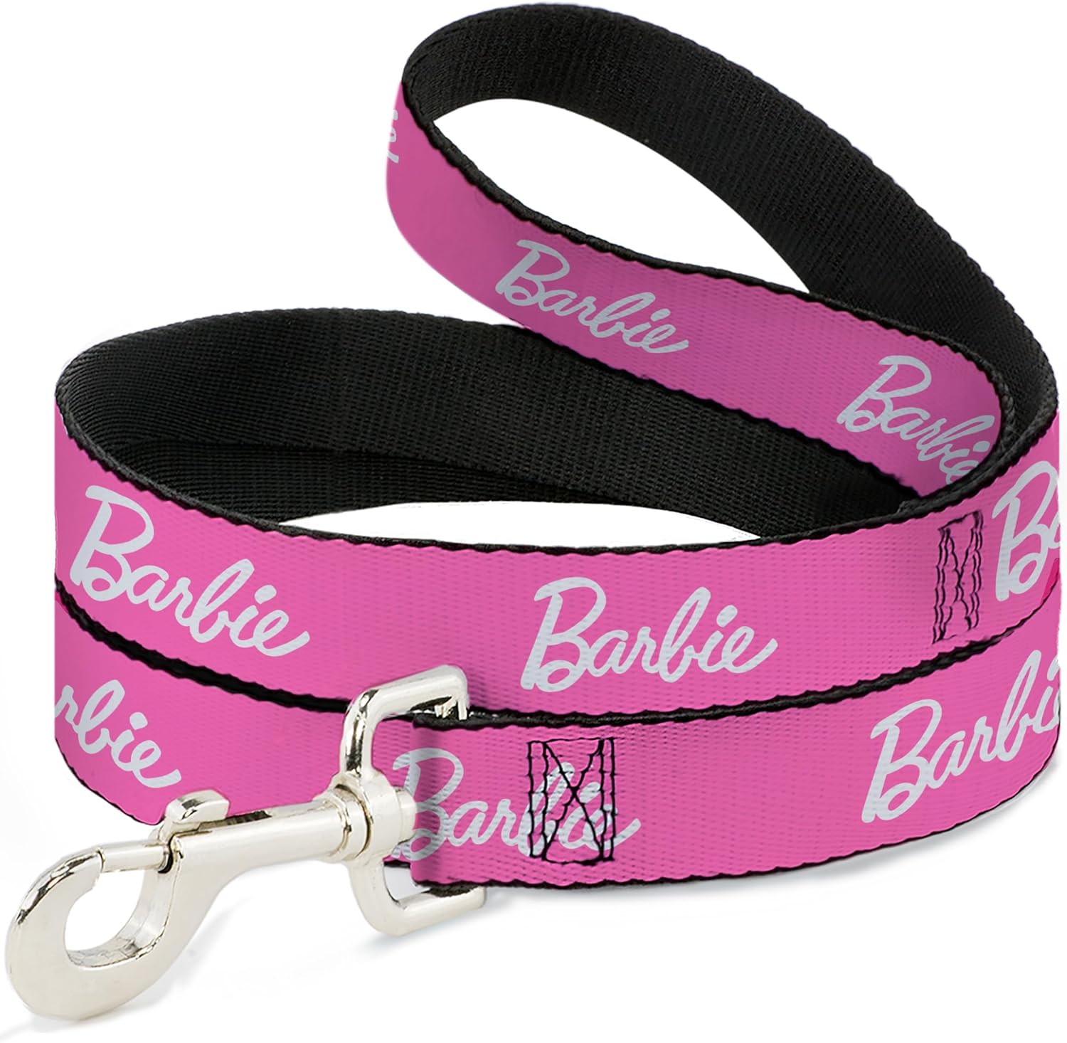 Mattel Pet Leash, Dog Leash, Barbie Script Signature Logo Pink White, 4 Feet Long 1.5 Inch Wide