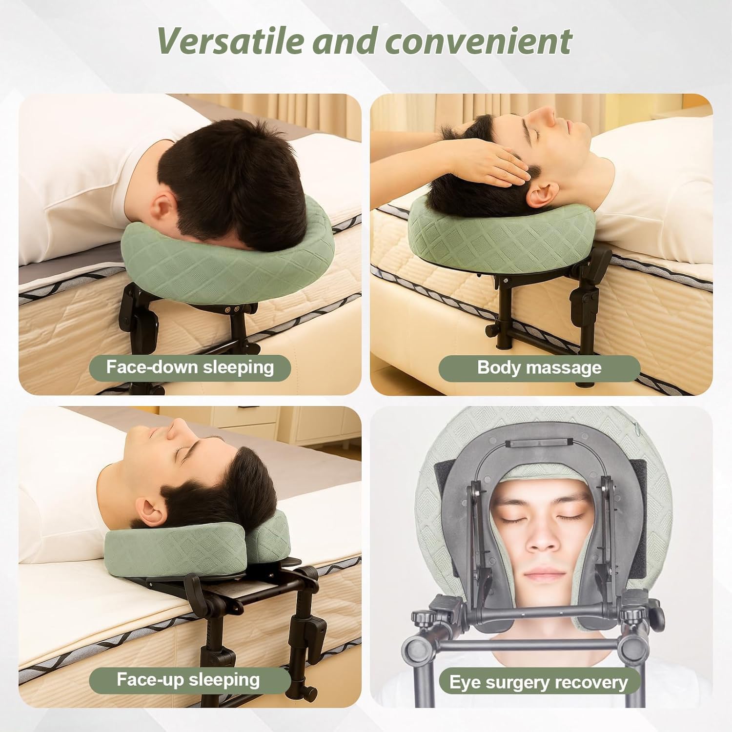 Poggiatesta massaggiante per letto, cuscino da massaggio portatile per posizione prona, Supporto facciale massaggiante regolabile