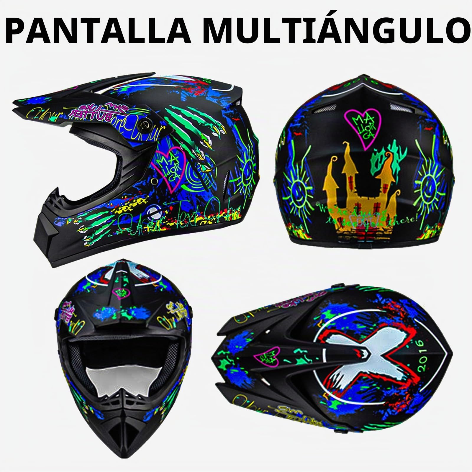 Casco de motocross Fullface MTB Downhill, casco de moto para niños, juego de casco para hombre ATV casco certificado DOT casco con guantes máscara gafas jóvenes