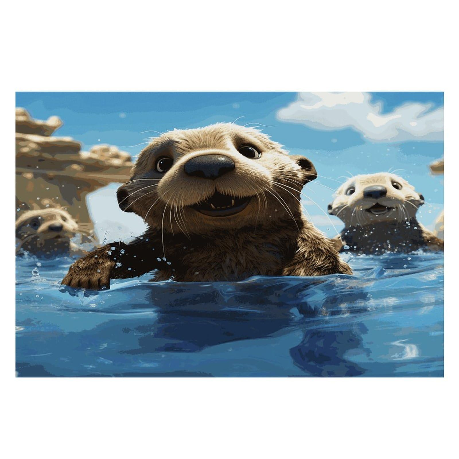 Lovely Sea Otter Print Placemats Heat-Resistant Washable Place Mats Anti Slip Dining Table Place Mats Wipeable Dining Table Mats Kitchen Decoration Placemats 17.7’’×11.8’’