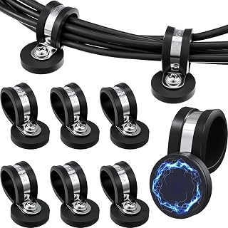 LEIFIDE 6 Pack 3/4 Inch Magnetic Cable Clamps, Heavy Duty Rubber Cushioned Insulated Clamp, Stainless Steel Cable Clamps, Non-slip Insulated Cord Clips Holder for Wire, Cord, Tube, Loop Installation