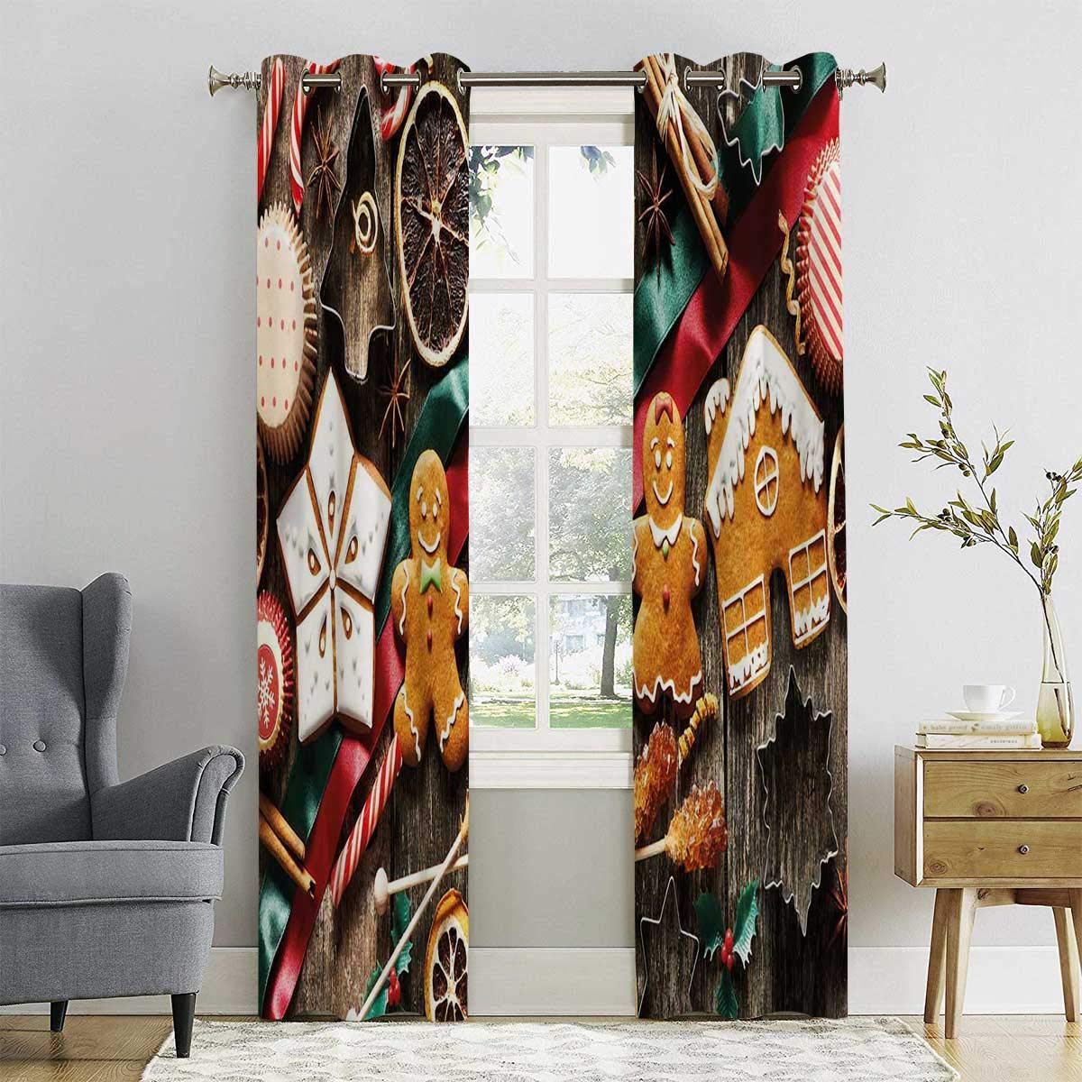 HELLOLEON 100% Blackout Lining Curtain Biscuits Rustic Full Shading Treatment Kitchen Insulation Curtain W52 x L84 Inch