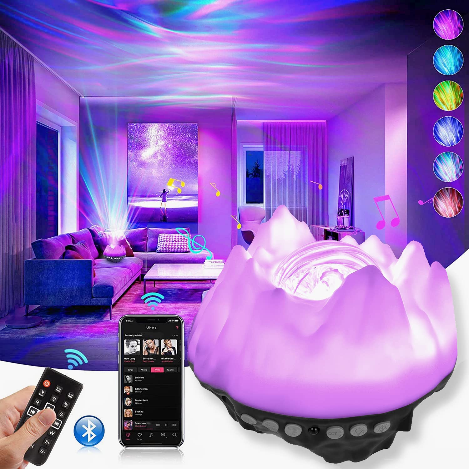 Rishvik Aurora Light Projector 4 in 1 Galaxy Projector with Bluetooth