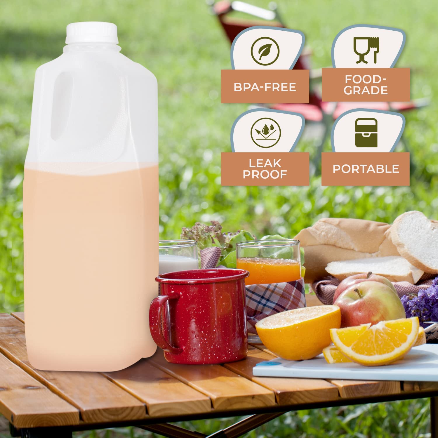 Buy [6 PACK] 64oz Dairy Plastic Milk Bottles, 6 Pack Plastic Milk