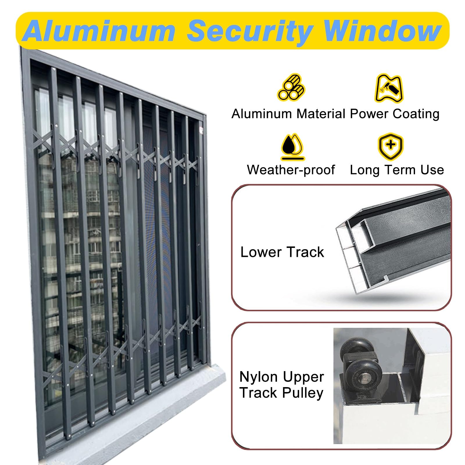 Barras de seguridad horizontales de aluminio para ventana, riel protector antirrobo retráctil con doble bloqueo para ventanas de dormitorio y balcón, vallas de seguridad y puertas