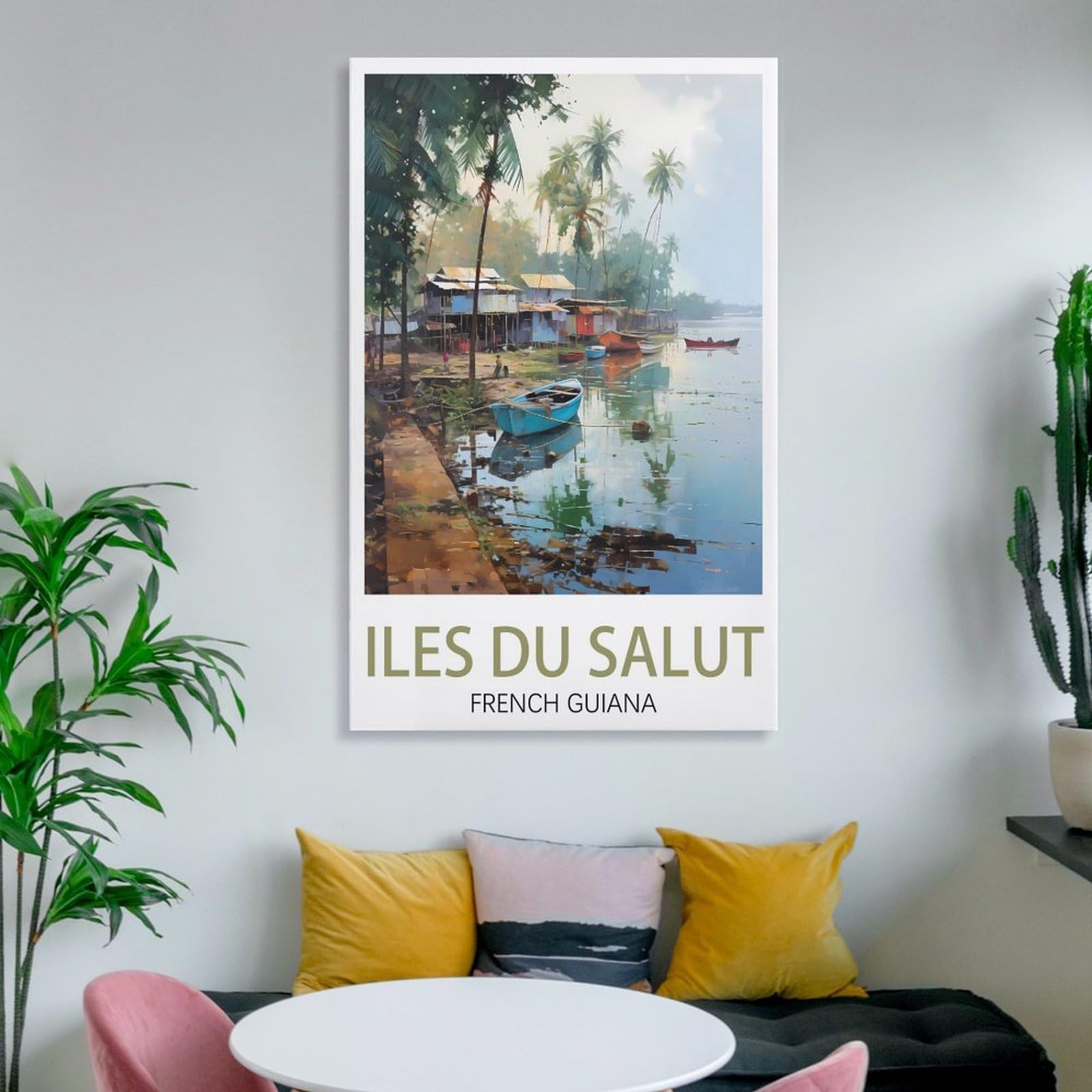 CNAHEIZ Iles Du Salut Französisch-Guayana Vintage-Reiseposter, 40 x 60 cm, Leinwand-Kunstdruck, Gemälde für Wanddekoration, Wohnzimmer, Schlafzimmer