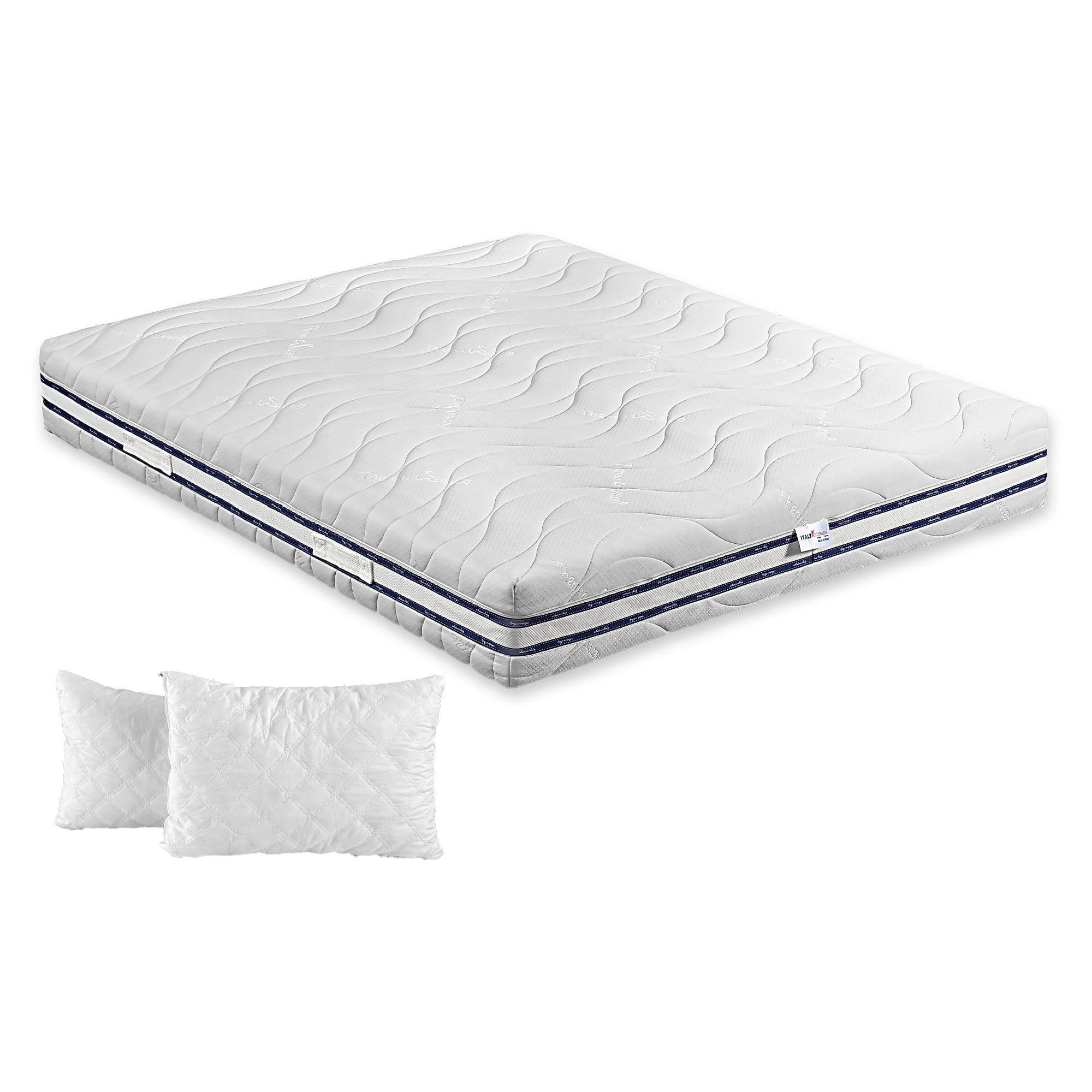 ITALYMATERASSI Materasso Matrimoniale MED 3.1 160x190 cm in Memory Foam e Molle Insacchettate con 2 Cuscini, Alto 24 cm, Dispositivo Medico Detraibile, Made in Italy