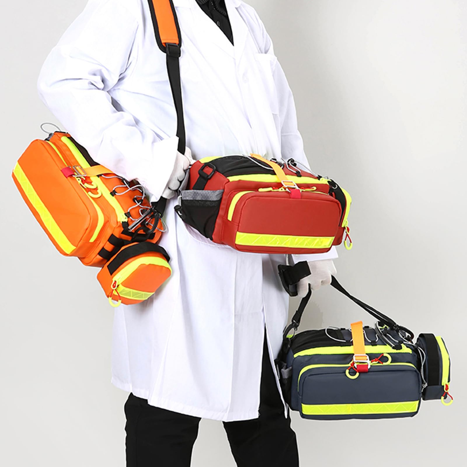Leeres EMT Trauma-Set, wasserdichte Erste-Hilfe-Tasche, Notfalltasche, Organizer, mit reflektierenden Streifen, Outdoor-Rettungstasche., blau, modisch